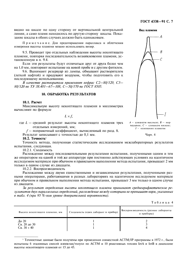 ГОСТ 4338-91 Топливо для авиационных газотурбинных двигателей. Определение максимальной высоты некоптящего пламени (фото 8 из 11)