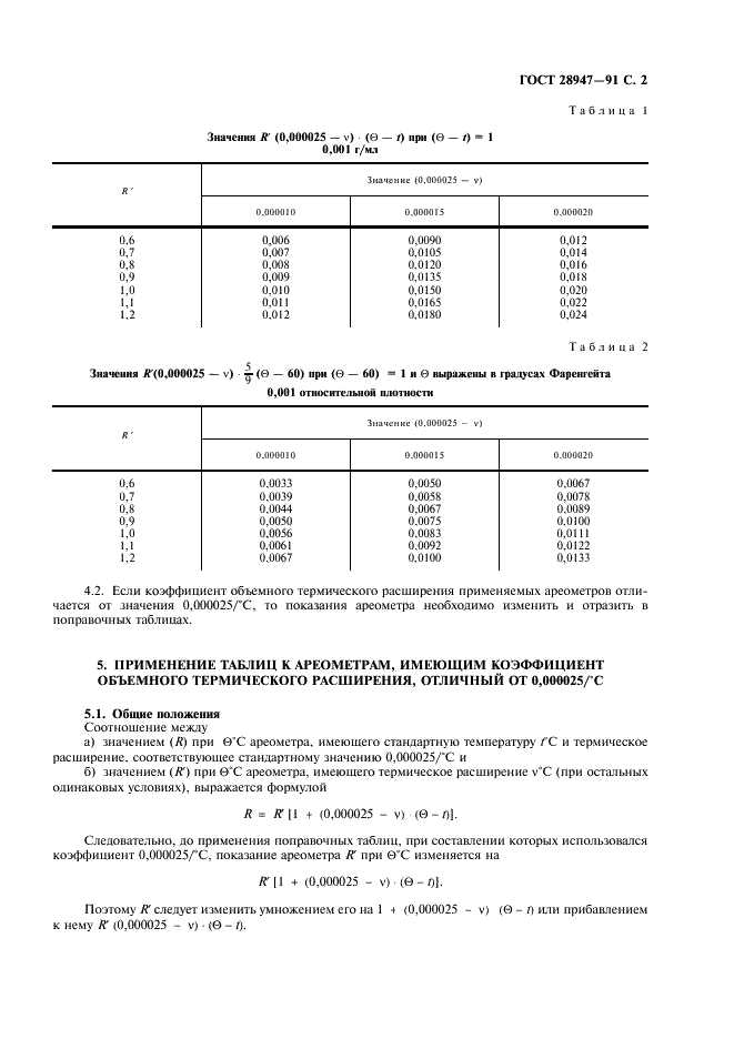ГОСТ 28947-91 Ареометры стеклянные. Стандартное значение коэффициента объемного термического расширения (для использования при подготовке поправочных таблиц для жидкостей) (фото 3 из 4)