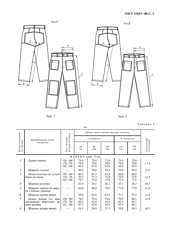 ГОСТ 27653-88 Костюмы мужские для защиты от механических воздействий, воды и щелочей. Технические условия (фото 6 из 11)