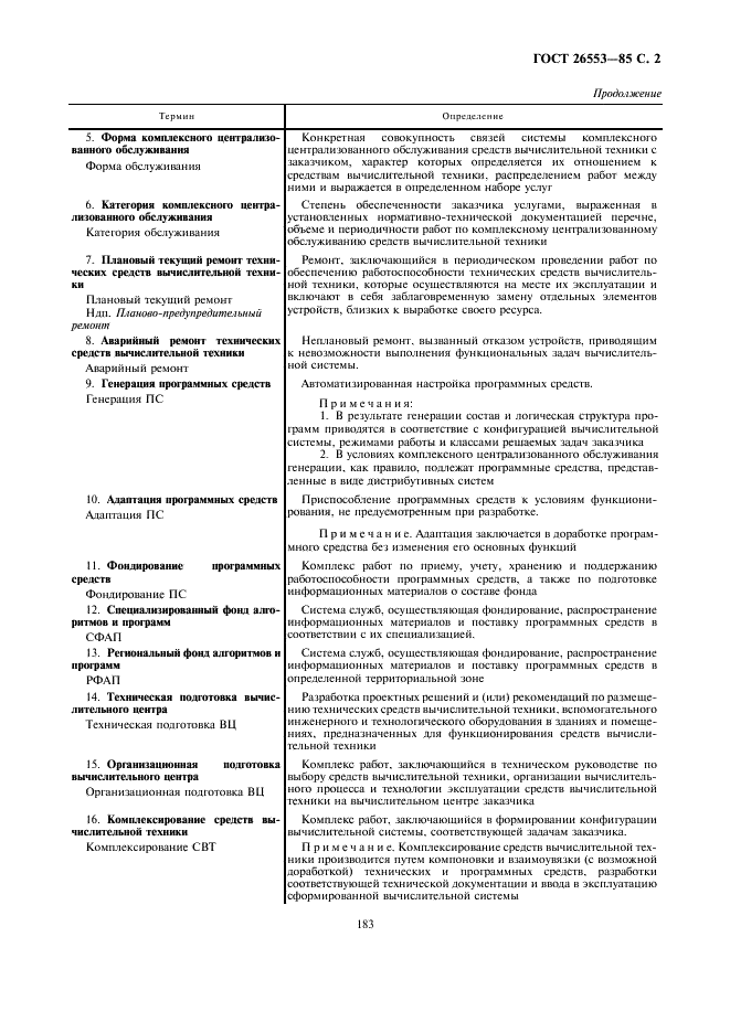 ГОСТ 26553-85 Обслуживание средств вычислительной техники централизованное комплексное. Термины и определения (фото 2 из 5)