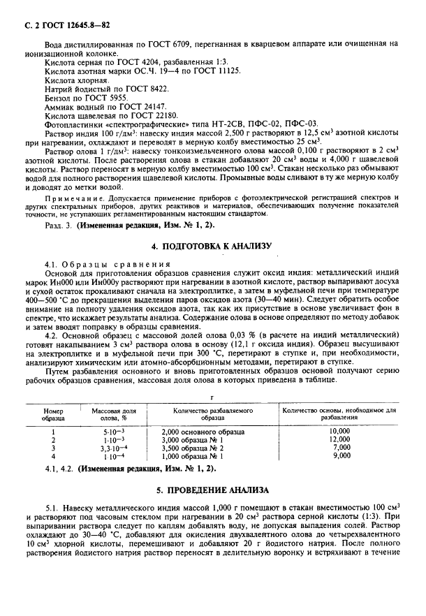 ГОСТ 12645.8-82 Индий. Химико-спектральный метод определения олова (фото 3 из 6)