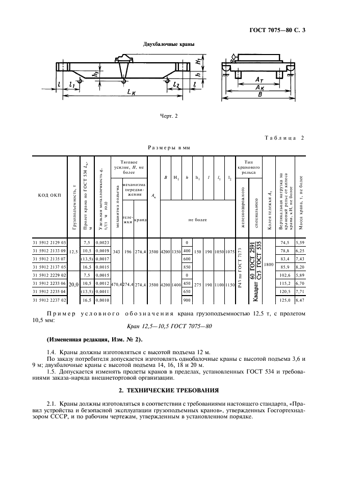 ГОСТ 7075-80 Краны мостовые ручные опорные. Технические условия (фото 4 из 11)