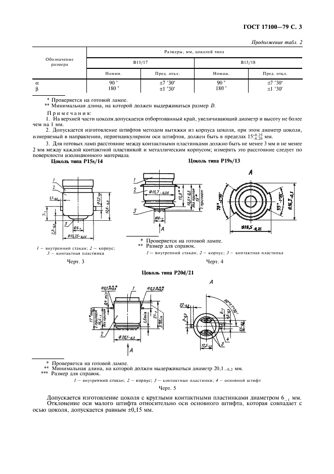 ГОСТ 17100-79 Цоколи для источников света. Технические условия (фото 4 из 22)
