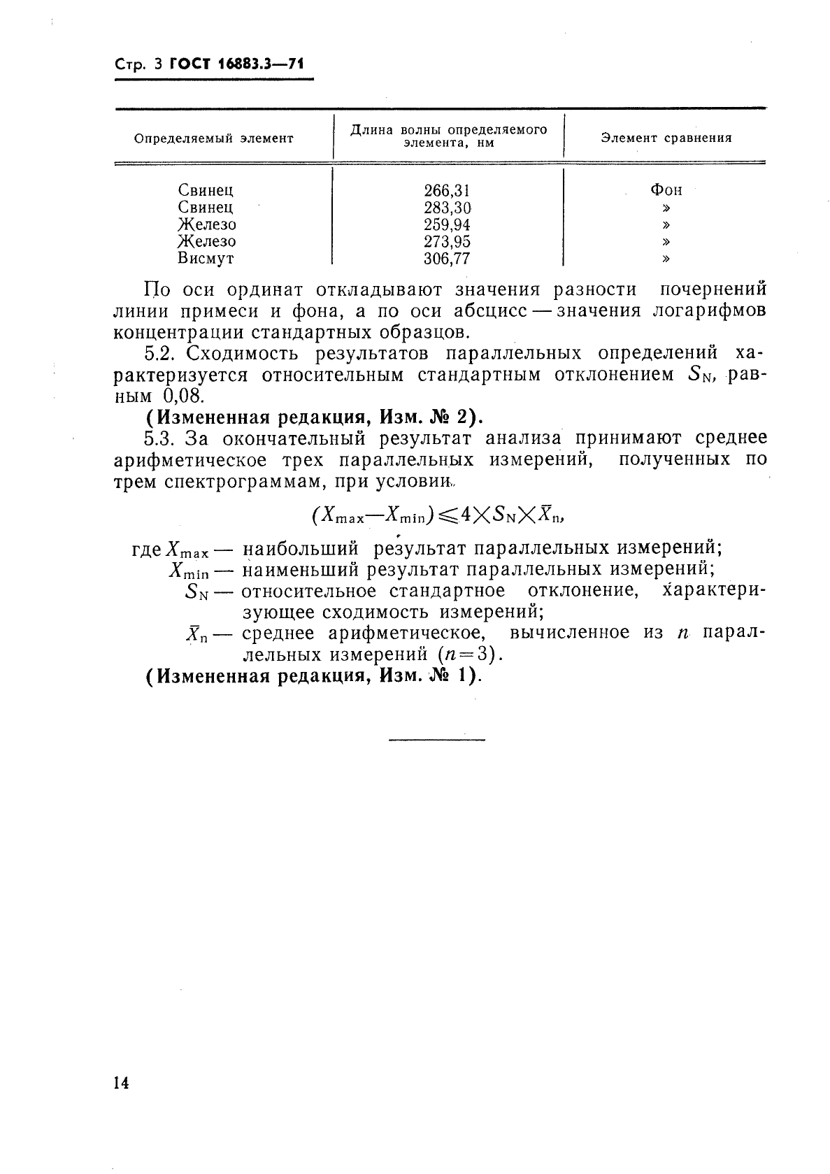 ГОСТ 16883.3-71 Серебряно-медно-цинковые припои. Спектральный метод определения свинца, железа и висмута (фото 3 из 3)