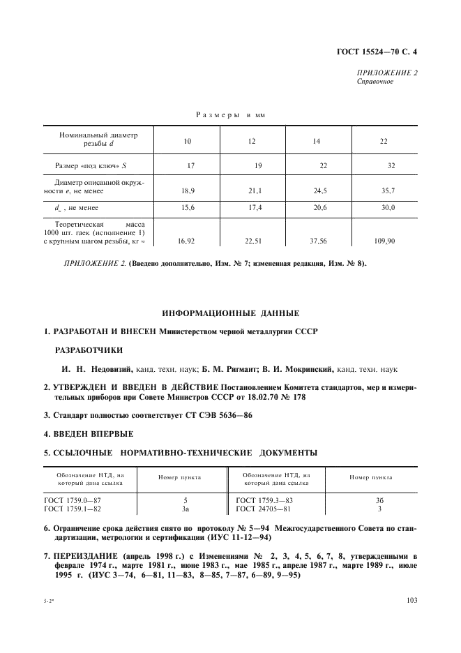 ГОСТ 15524-70 Гайки шестигранные высокие класса точности А. Конструкция и размеры (фото 4 из 4)