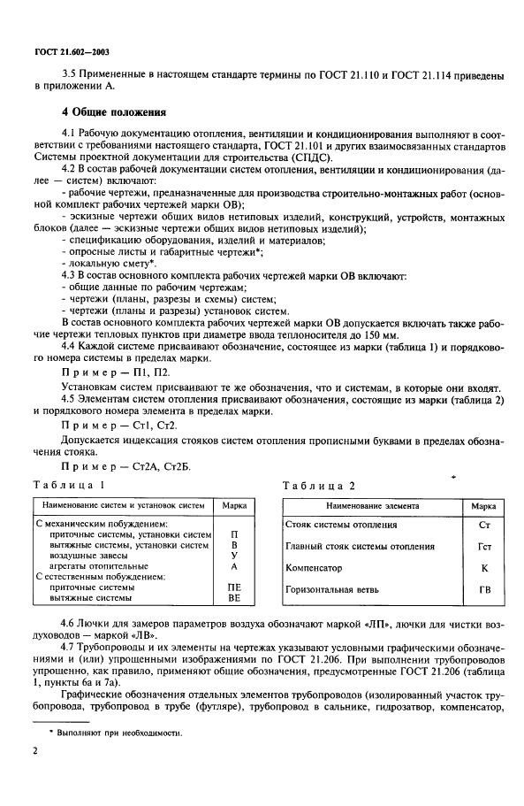ГОСТ 21.602-2003 Система проектной документации для строительства. Правила выполнения рабочей документации отопления, вентиляции и кондиционирования (фото 5 из 38)