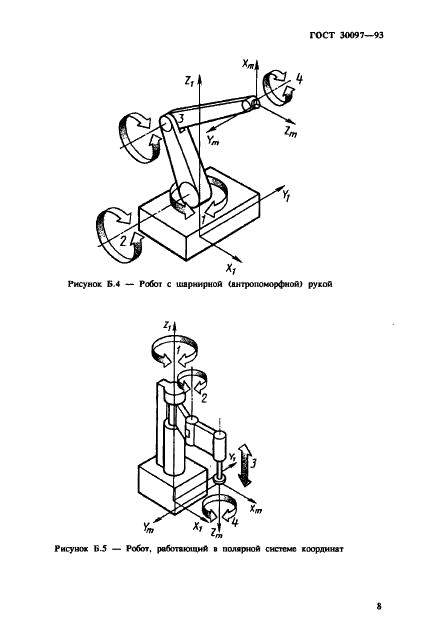 ГОСТ 30097-93 Роботы промышленные. Системы координат и направления движений (фото 11 из 12)