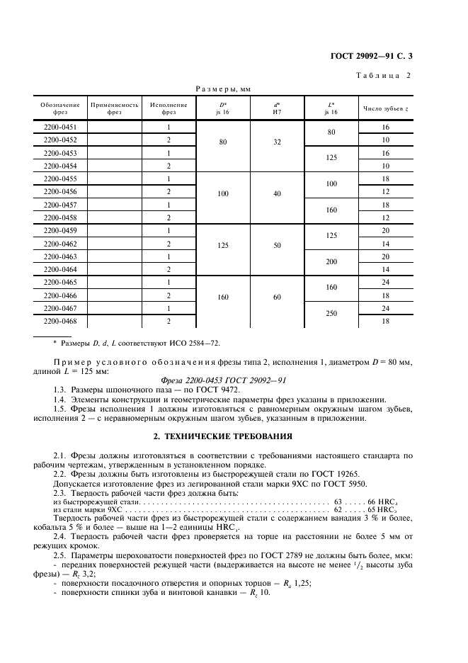 ГОСТ 29092-91 Фрезы цилиндрические. Технические условия (фото 4 из 10)