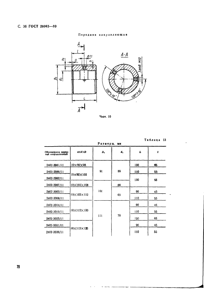 ГОСТ 28045-89 Протяжки сборные для десятишлицевых отверстий с прямобочным профилем с центрированием по внутреннему диаметру комбинированные переменного резания двухпроходные. Конструкция (фото 36 из 53)