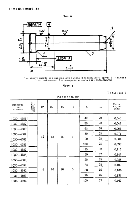 ГОСТ 28010-88 Колонки направляющие прямые и с заплечиками и колонки установочные направляющие с заплечиками для литейных форм (фото 3 из 22)