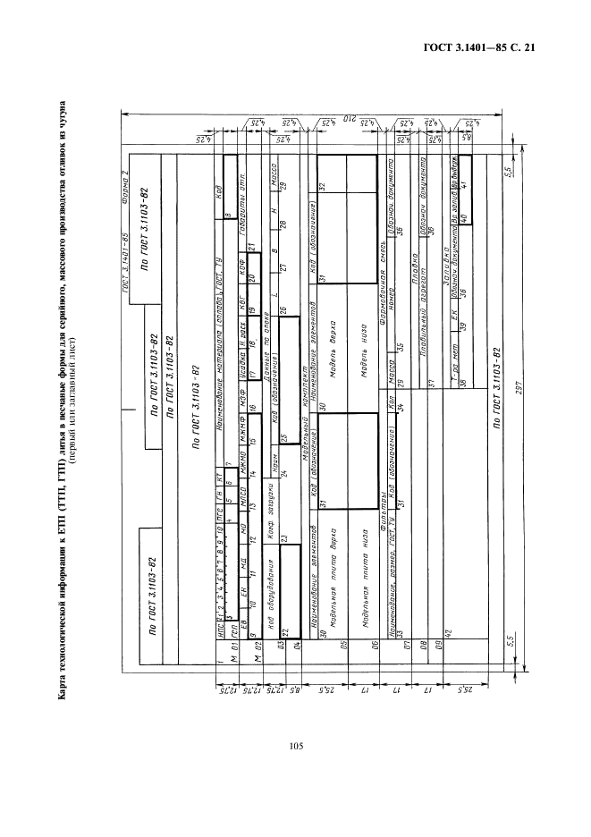 ГОСТ 3.1401-85 Единая система технологической документации. Формы и правила оформления документов на технологические процессы литья (фото 22 из 38)
