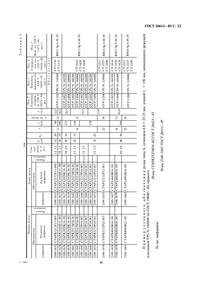 ГОСТ 26611-85 Резцы токарные проходные, подрезные и копировальные с креплением сменных пластин прихватом сверху. Конструкция и размеры  (фото 12 из 69)
