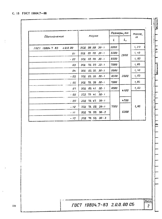 ГОСТ 19804.7-83 Сваи-колонны железобетонные двухконсольные для сельскохозяйственных зданий. Конструкция и размеры (фото 15 из 53)