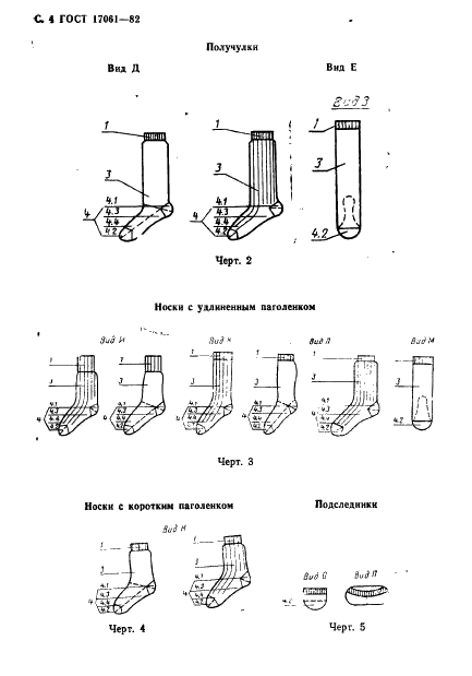 ГОСТ 17061-82 Изделия чулочно-носочные, вырабатываемые на круглочулочных автоматах. Виды и размеры (фото 5 из 32)