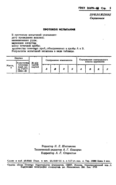 ГОСТ 25470-82 Руды железные, концентраты, агломераты и окатыши. Метод определения степени однородности по химическому и гранулометрическому составу (фото 7 из 7)