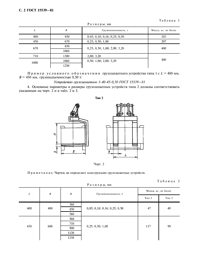 ГОСТ 15539-81 Устройства грузозахватные для производственной тары. Типы (фото 3 из 11)