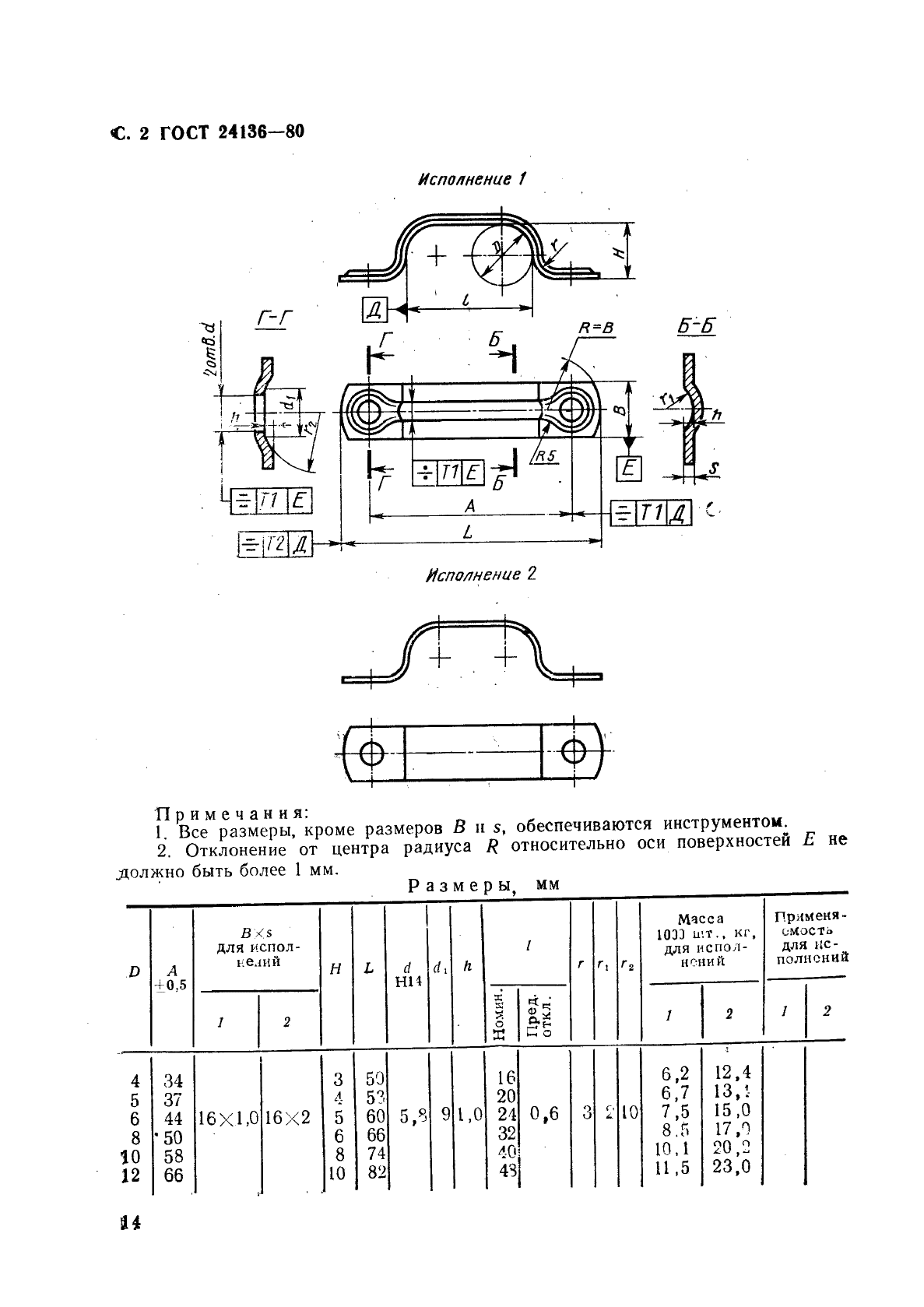 ГОСТ 24136-80 Детали крепления трубопроводов. Скобы четырехместные. Конструкция и размеры (фото 2 из 3)