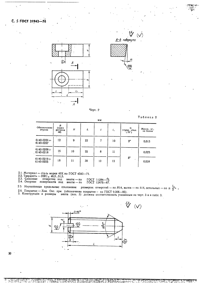 ГОСТ 21942-76 Втулки к патронам для плашек к токарно-револьверным станкам. Конструкция и размеры (фото 5 из 7)
