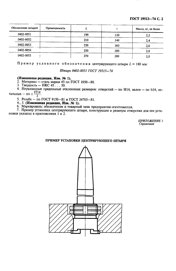 ГОСТ 19513-74 Кокили облицованные. Штыри центрирующие для модельных комплектов. Конструкция и размеры (фото 3 из 4)