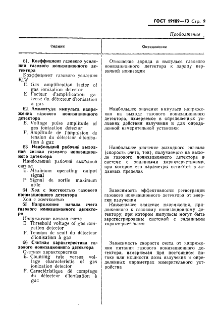 ГОСТ 19189-73 Детекторы ионизирующих излучений газовые ионизационные. Термины и определения (фото 10 из 23)