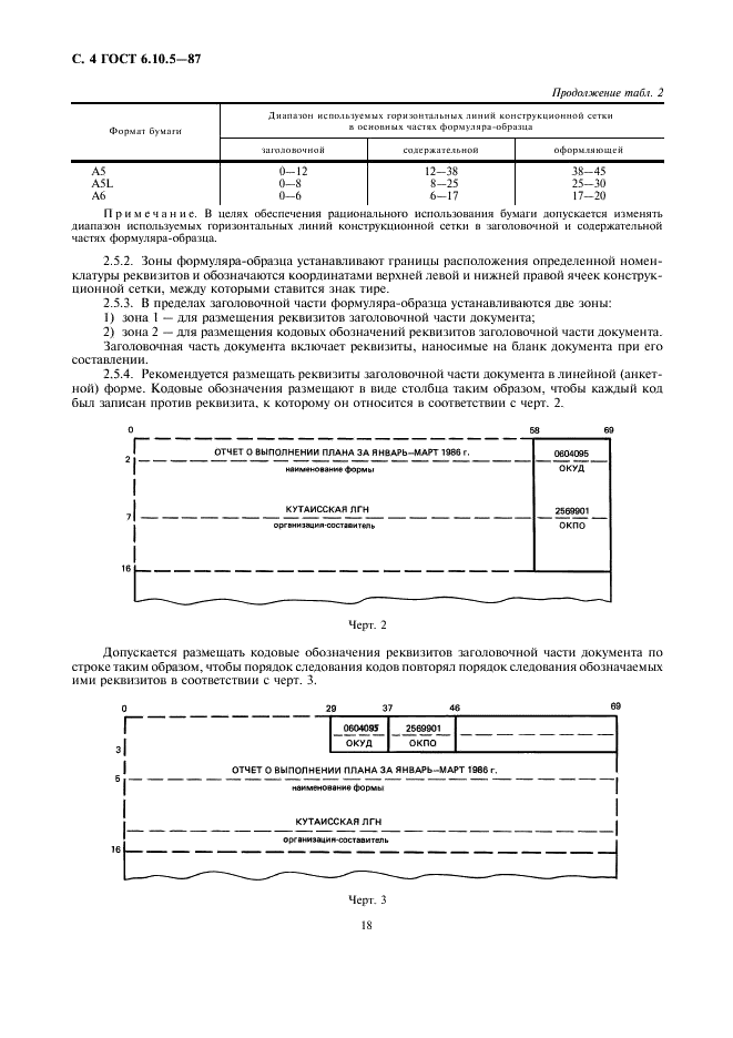 ГОСТ 6.10.5-87 Унифицированные системы документации. Требования к построению формуляра-образца (фото 4 из 8)