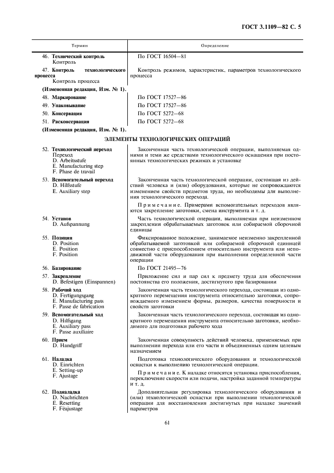 ГОСТ 3.1109-82 Единая система технологической документации. Термины и определения основных понятий (фото 5 из 14)