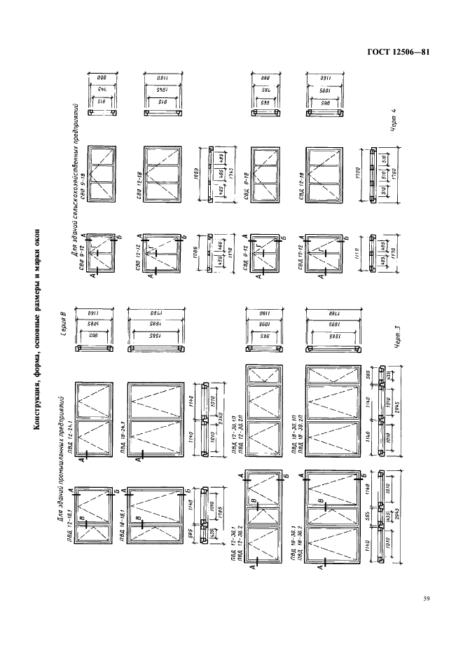 ГОСТ 12506-81 Окна деревянные для производственных зданий. Типы, конструкция и размеры (фото 4 из 17)