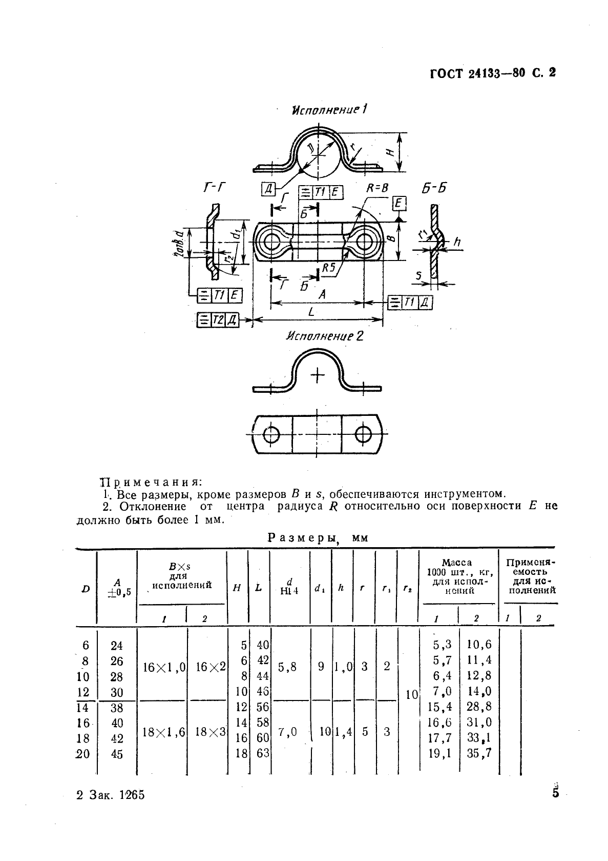 ГОСТ 24133-80 Детали крепления трубопроводов. Скобы одноместные. Конструкция и размеры (фото 2 из 3)