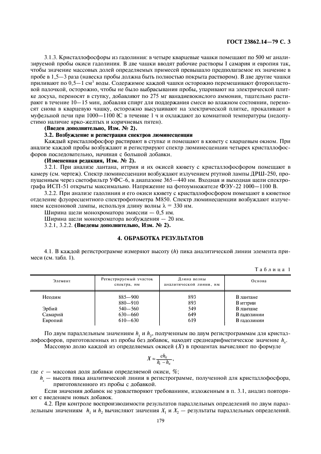 ГОСТ 23862.14-79 Лантан, гадолиний, иттрий и их окиси. Метод определения примесей окисей неодима, самария, европия и эрбия (фото 3 из 4)