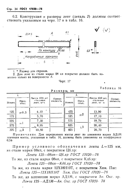 ГОСТ 17020-78 Прижимы, держатели и пояски для крепления трубопроводов и кабелей. Конструкция и размеры (фото 35 из 44)