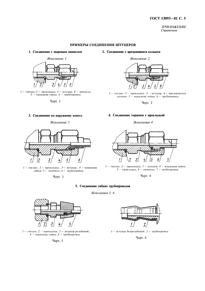 ГОСТ 13093-81 Газоанализаторы. Присоединительные размеры для шланговых и резьбовых соединений (фото 6 из 7)