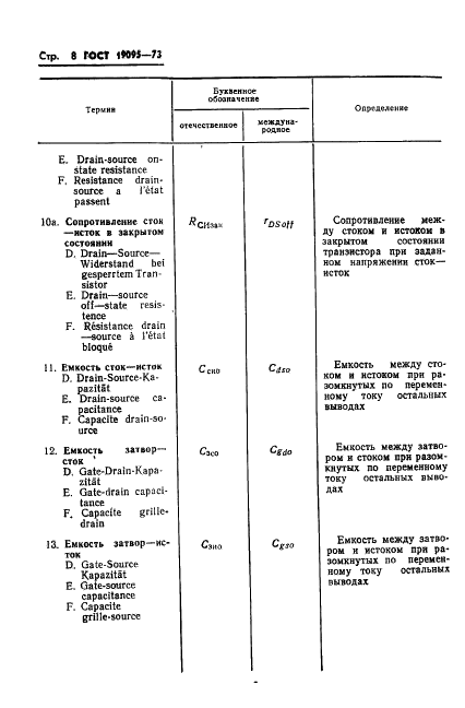 ГОСТ 19095-73 Транзисторы полевые. Термины, определения и буквенные обозначения параметров (фото 9 из 26)