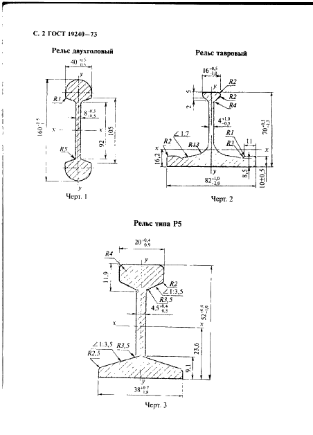 ГОСТ 19240-73 Рельсы для наземных и подвесных путей. Сортамент (фото 3 из 6)