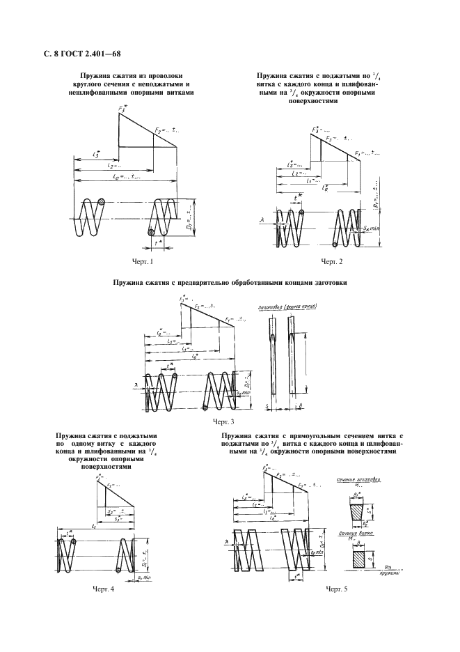 ГОСТ 2.401-68 Единая система конструкторской документации. Правила выполнения чертежей пружин (фото 9 из 16)