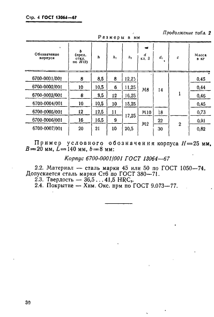 ГОСТ 13064-67 Державки суппортные прямые для стержневых резцов. Конструкция и размеры (фото 4 из 4)