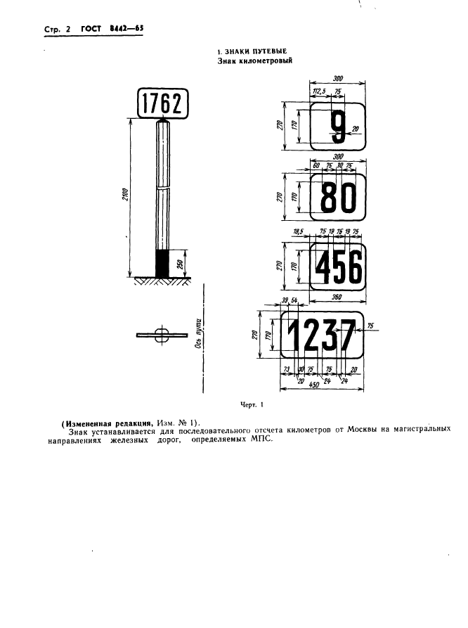 ГОСТ 8442-65 Знаки путевые и сигнальные железных дорог (фото 3 из 42)
