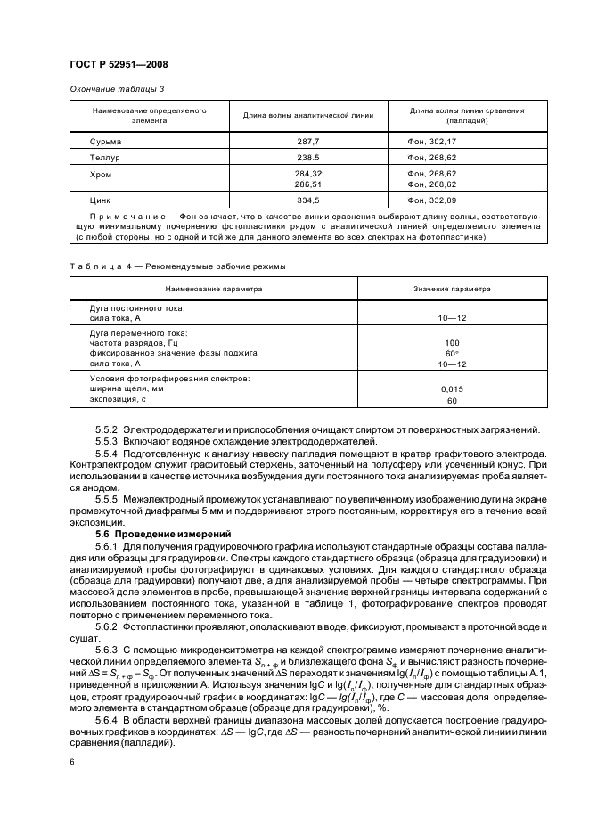 ГОСТ Р 52951-2008 Палладий. Методы атомно-эмиссионного анализа с дуговым возбуждением спектра (фото 9 из 19)