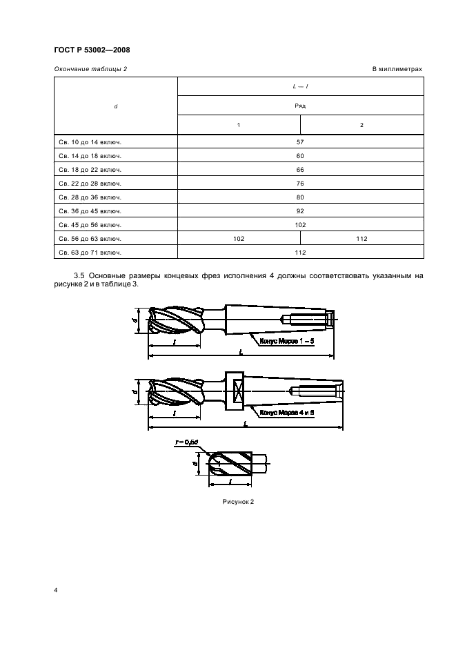 ГОСТ Р 53002-2008 Фрезы концевые с цилиндрическим, коническим хвостовиками и хвостовиком конусностью 7:24. Размеры (фото 6 из 12)