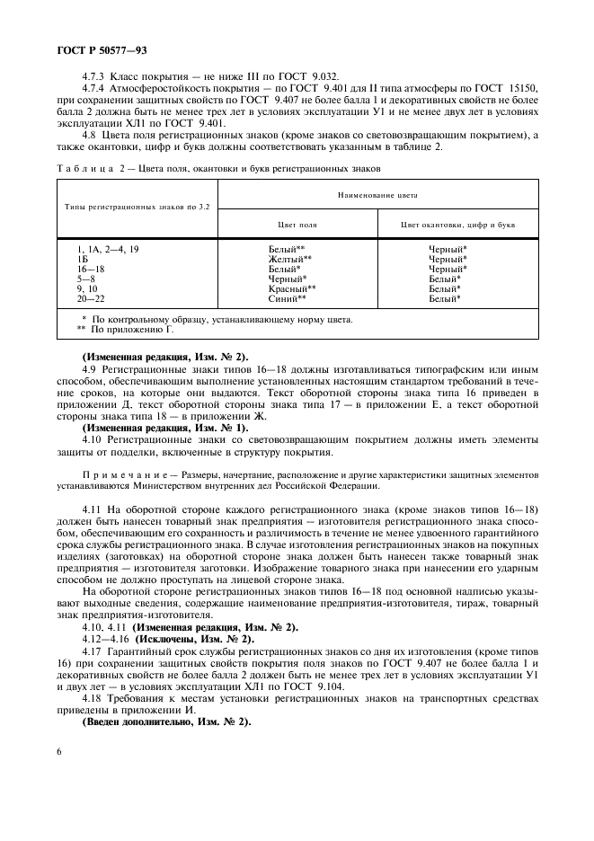 ГОСТ Р 50577-93 Знаки государственные регистрационные транспортных средств. Типы и основные размеры. Технические требования (фото 9 из 27)